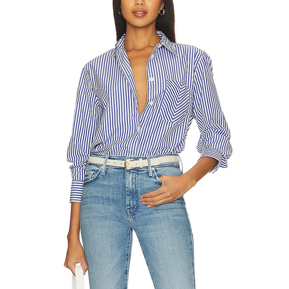 Rag & Bone 'Maxine' Blue Cotton Button Down Shirt Size L - Picture 1 of 4